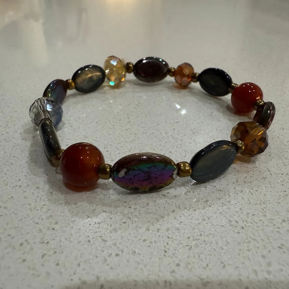 Mixed Materials Glass and Stone Bracelet